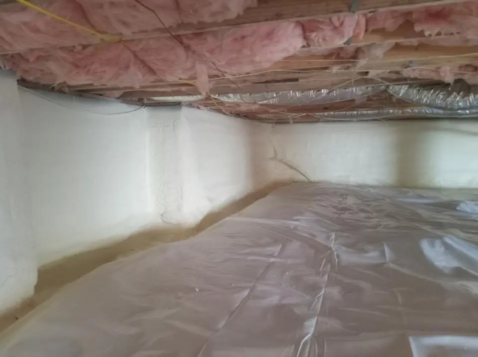 Crawl space encapsulation with closed-cell spray foam for Roof Waterproofing in West Jefferson